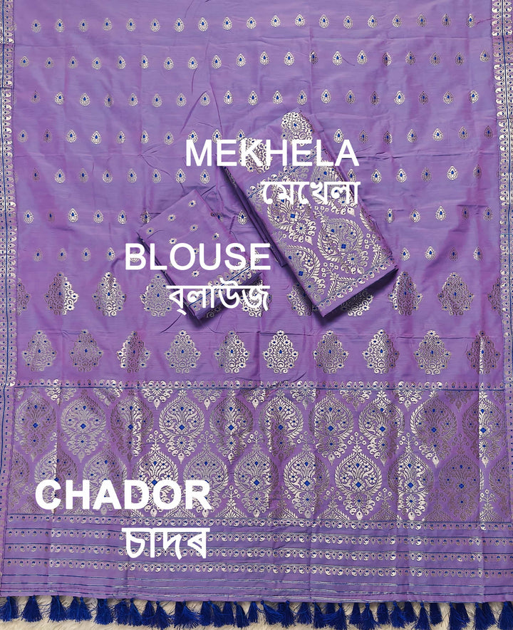 Ready-To-Wear Silver Jari Super Cotton* Mekhela Sador