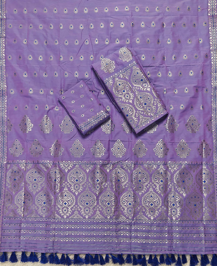 Ready-To-Wear Silver Jari Super Cotton* Mekhela Sador