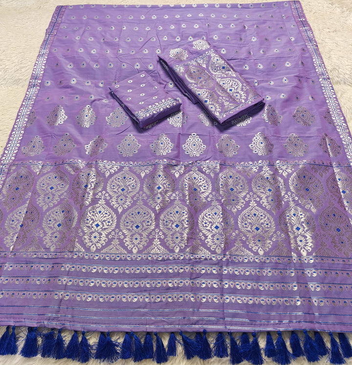 Ready-To-Wear Silver Jari Super Cotton* Mekhela Sador