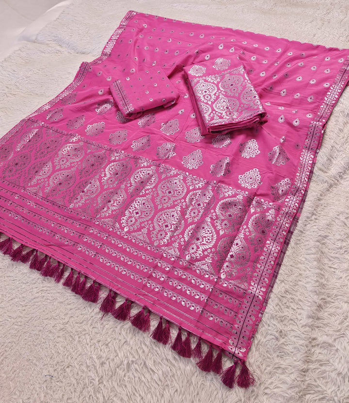 Ready-To-Wear Silver Jari Super Cotton* Mekhela Sador