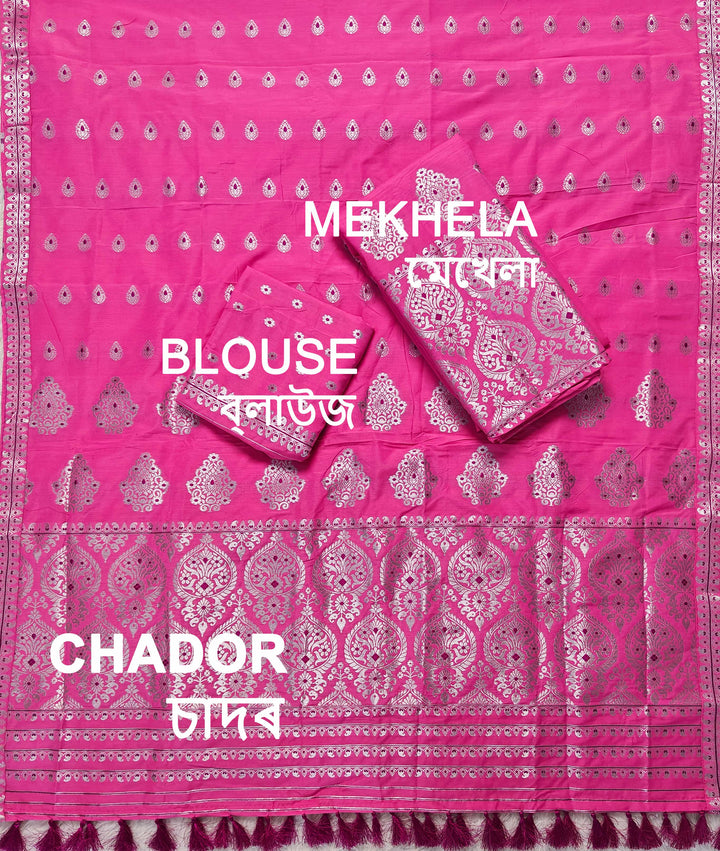 Ready-To-Wear Silver Jari Super Cotton* Mekhela Sador