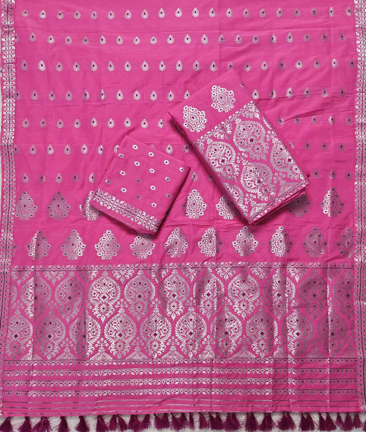 Ready-To-Wear Silver Jari Super Cotton* Mekhela Sador
