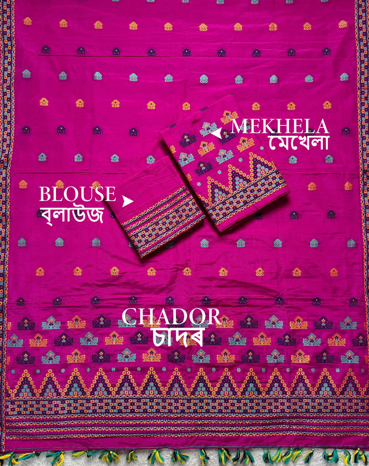 Ready-To-Wear Multi-Dhaga Work Super Cotton* Mekhela Sador