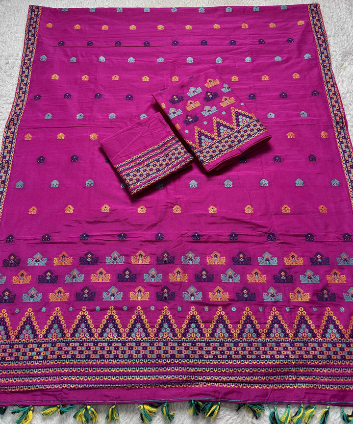 Ready-To-Wear Multi-Dhaga Work Super Cotton* Mekhela Sador