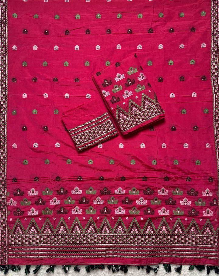 Ready-To-Wear Multi-Dhaga Work Super Cotton* Mekhela Sador