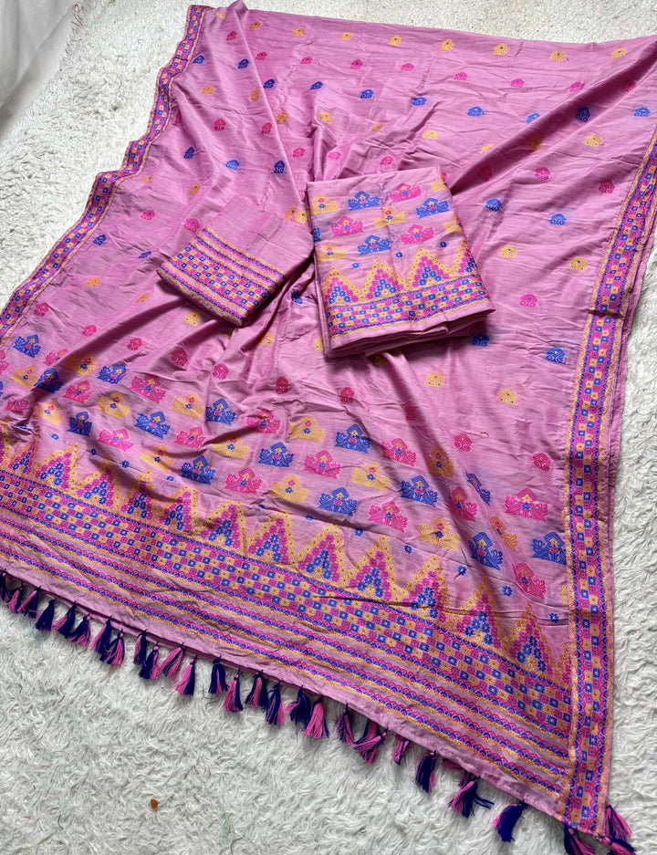 Ready-To-Wear Multi-Dhaga Work Super Cotton* Mekhela Sador