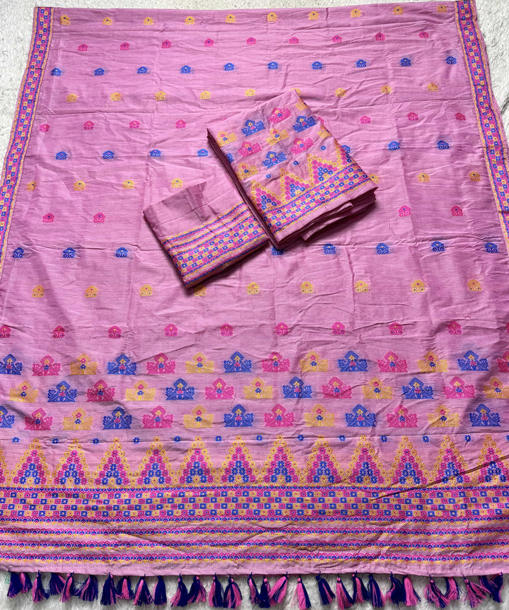Ready-To-Wear Multi-Dhaga Work Super Cotton* Mekhela Sador