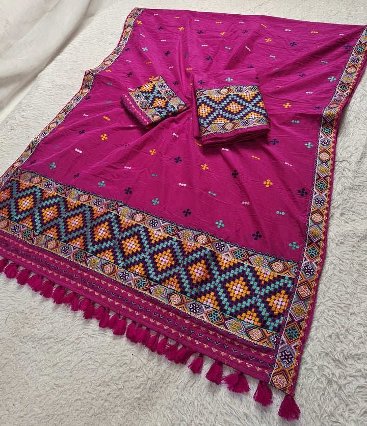 Ready-To-Wear Multi-Dhaga Work Super Cotton* Mekhela Sador