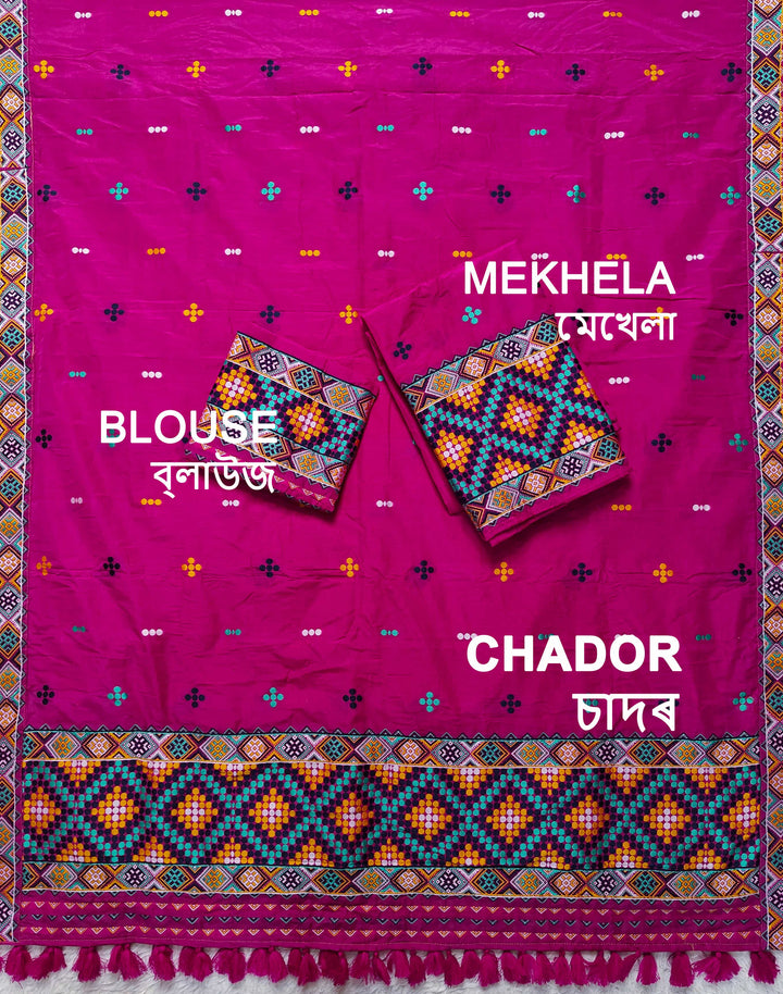 Ready-To-Wear Multi-Dhaga Work Super Cotton* Mekhela Sador
