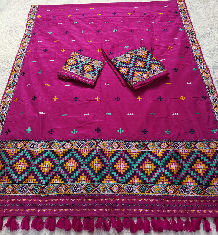 Ready-To-Wear Multi-Dhaga Work Super Cotton* Mekhela Sador