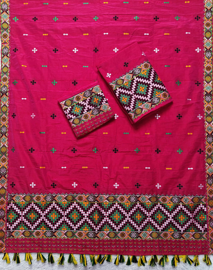 Ready-To-Wear Multi-Dhaga Work Super Cotton* Mekhela Sador
