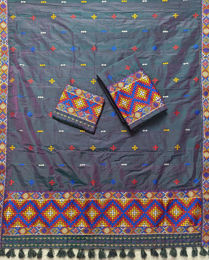 Ready-To-Wear Multi-Dhaga Work Super Cotton* Mekhela Sador