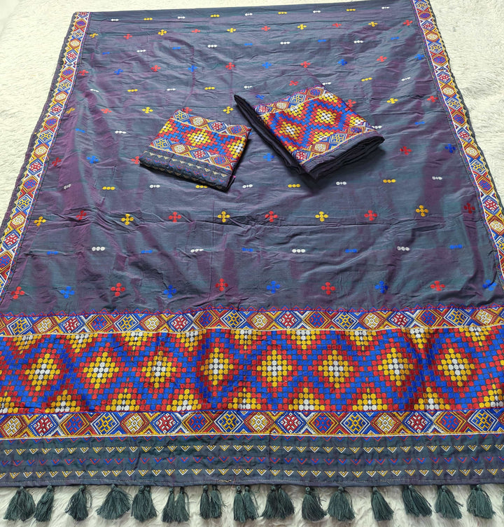 Ready-To-Wear Multi-Dhaga Work Super Cotton* Mekhela Sador