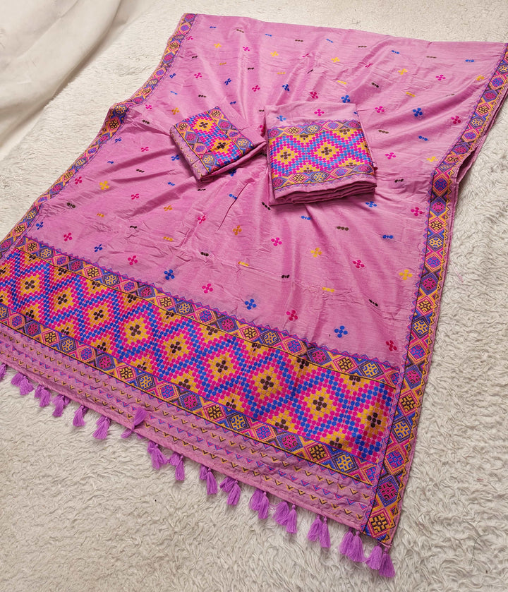 Ready-To-Wear Multi-Dhaga Work Super Cotton* Mekhela Sador