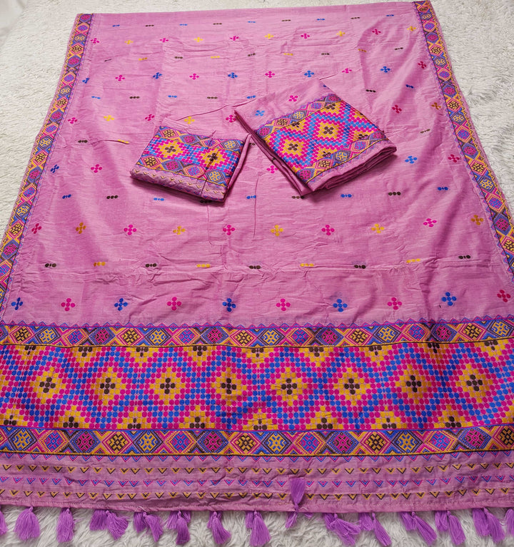 Ready-To-Wear Multi-Dhaga Work Super Cotton* Mekhela Sador