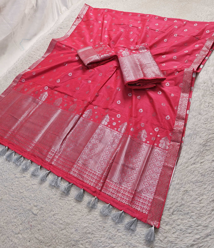 Ready-To-Wear Silver Silver Super Cotton* Mekhela Sador