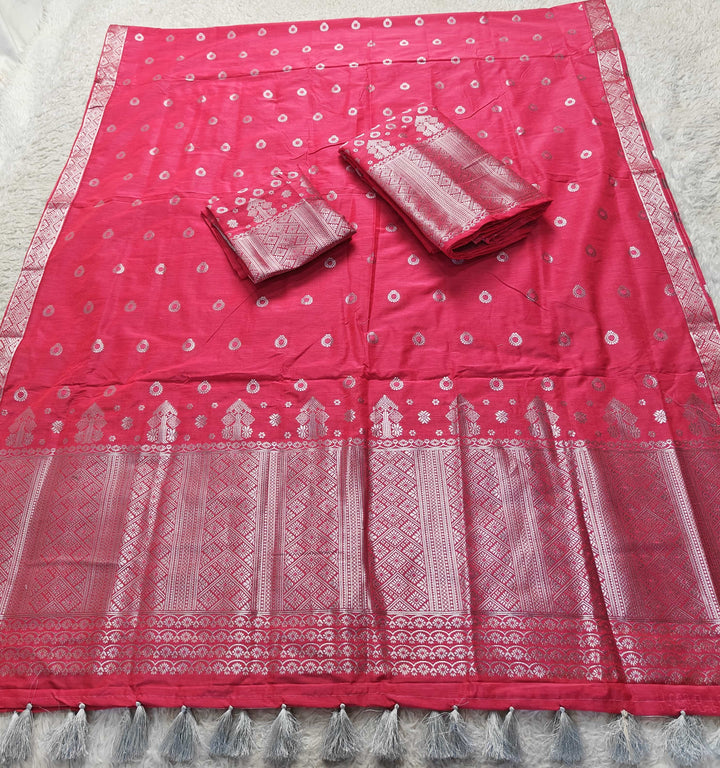 Ready-To-Wear Silver Silver Super Cotton* Mekhela Sador