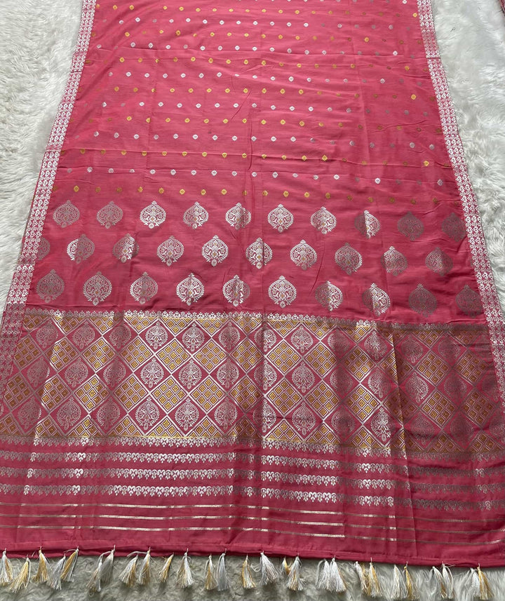 Ready-To-Wear Silver-Gold Guna Super Cotton* Mekhela Sador