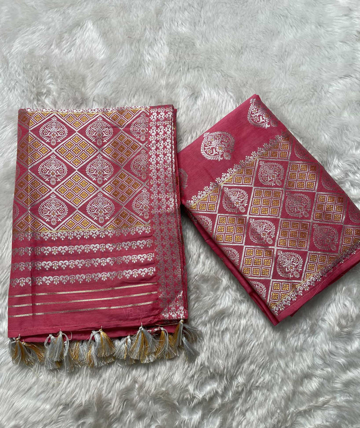 Ready-To-Wear Silver-Gold Guna Super Cotton* Mekhela Sador