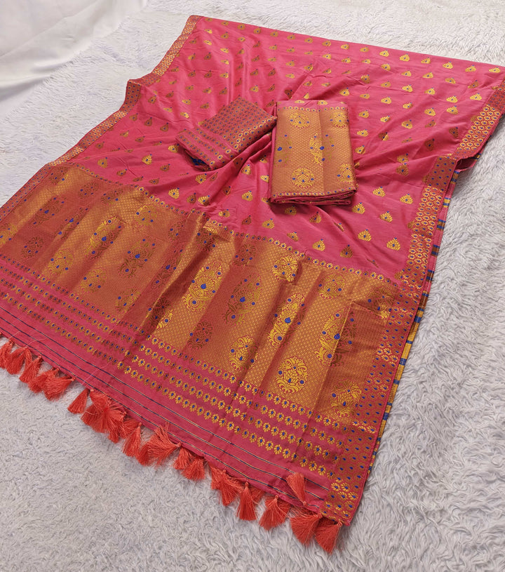 Ready-To-Wear Silver Gold Super Cotton* Mekhela Sador