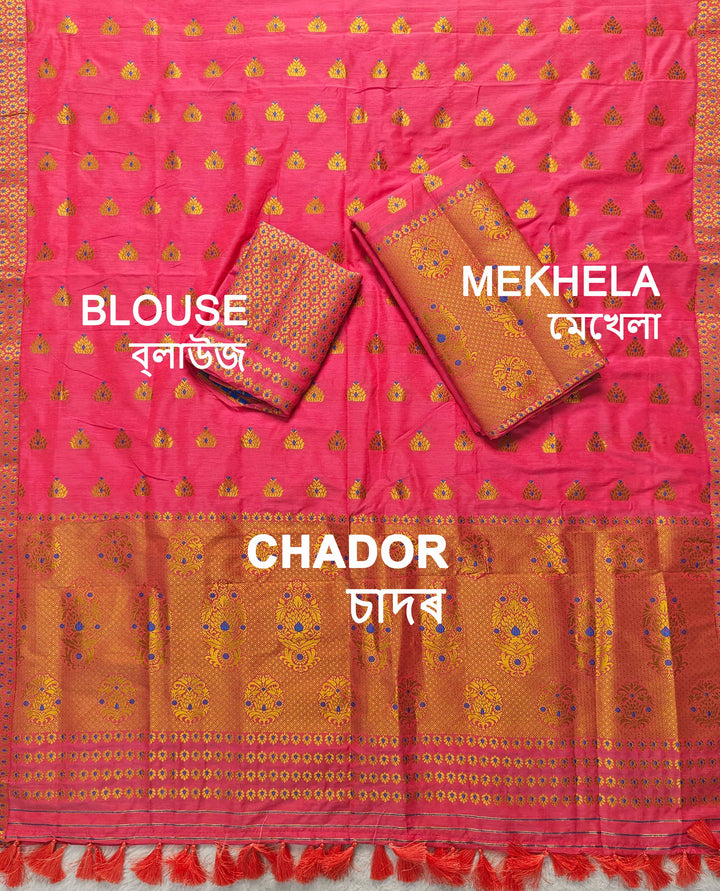 Ready-To-Wear Silver Gold Super Cotton* Mekhela Sador
