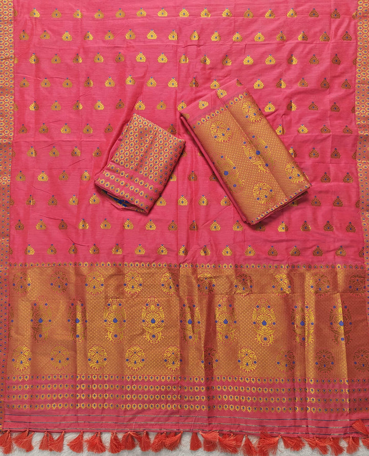 Ready-To-Wear Silver Gold Super Cotton* Mekhela Sador