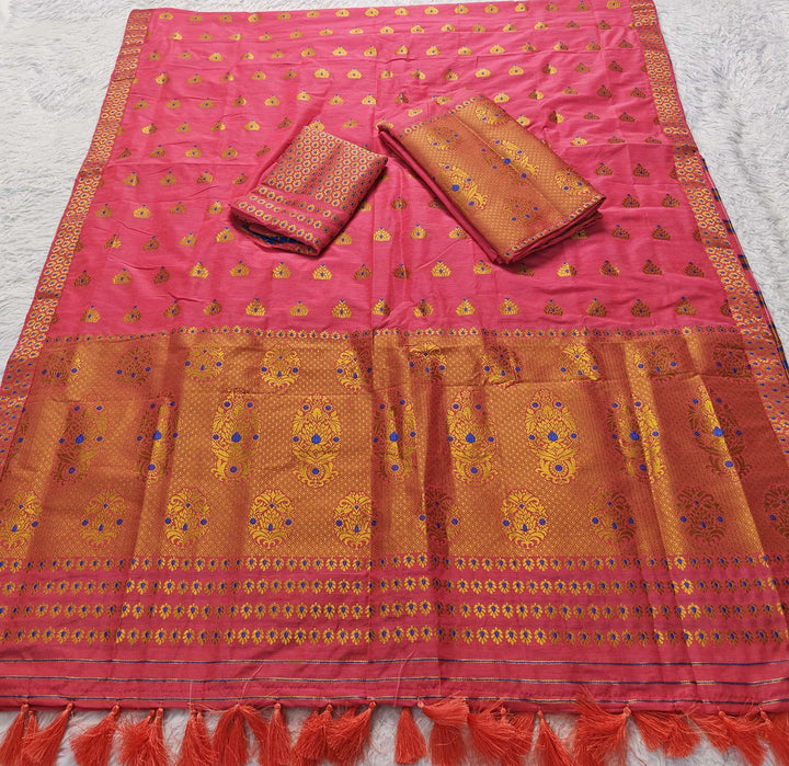 Ready-To-Wear Silver Gold Super Cotton* Mekhela Sador