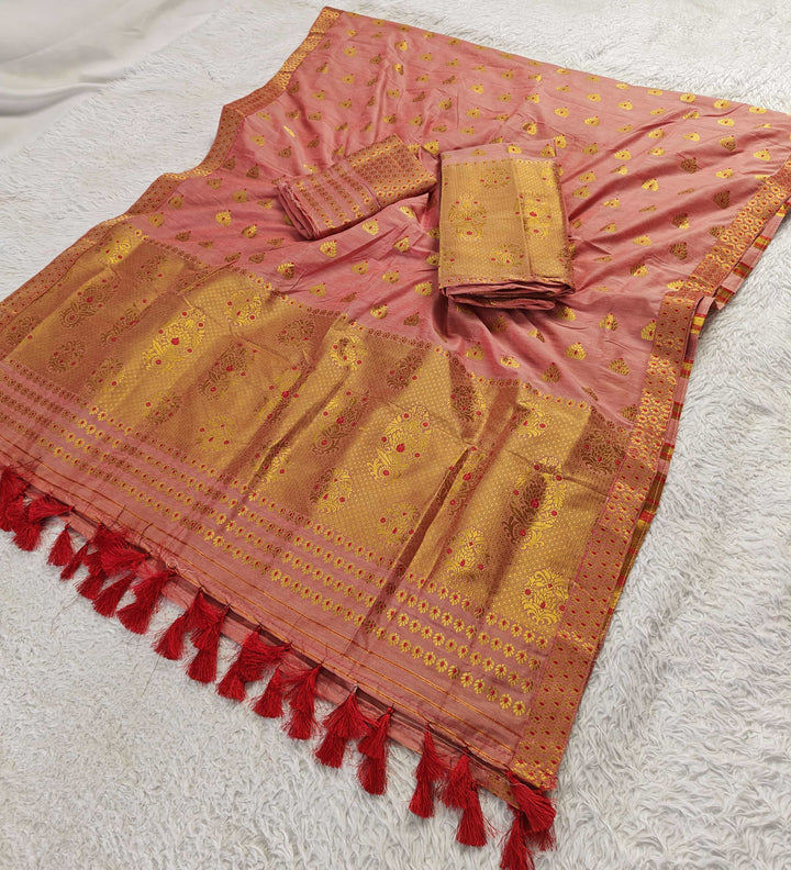 Ready-To-Wear Silver Gold Super Cotton* Mekhela Sador