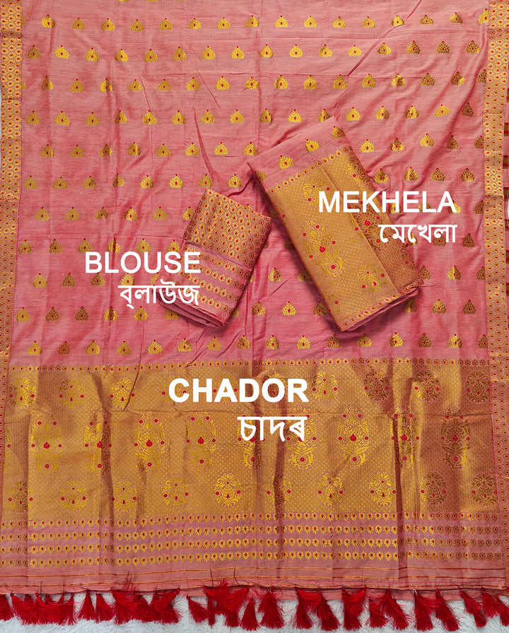 Ready-To-Wear Silver Gold Super Cotton* Mekhela Sador