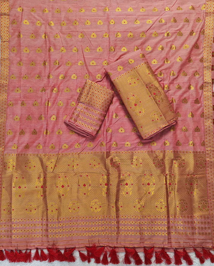 Ready-To-Wear Silver Gold Super Cotton* Mekhela Sador