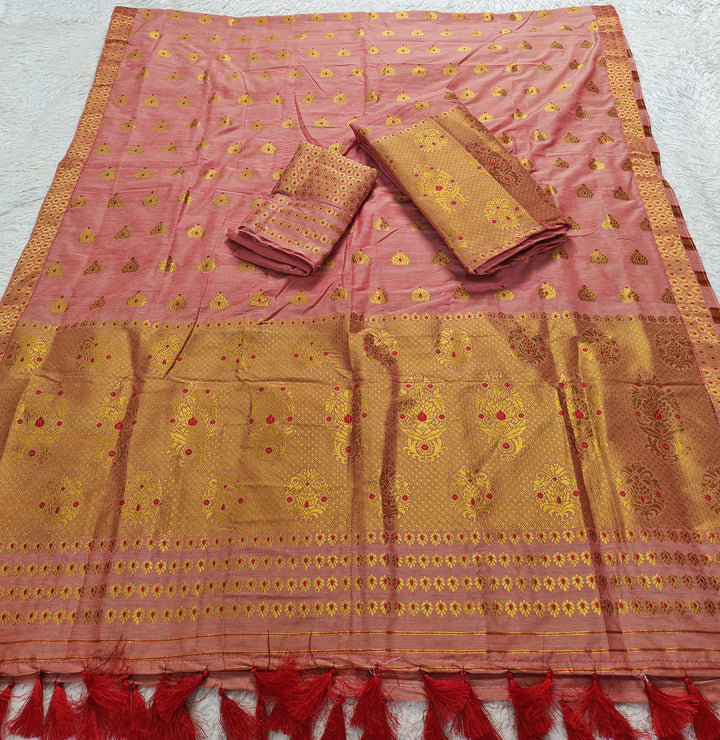 Ready-To-Wear Silver Gold Super Cotton* Mekhela Sador