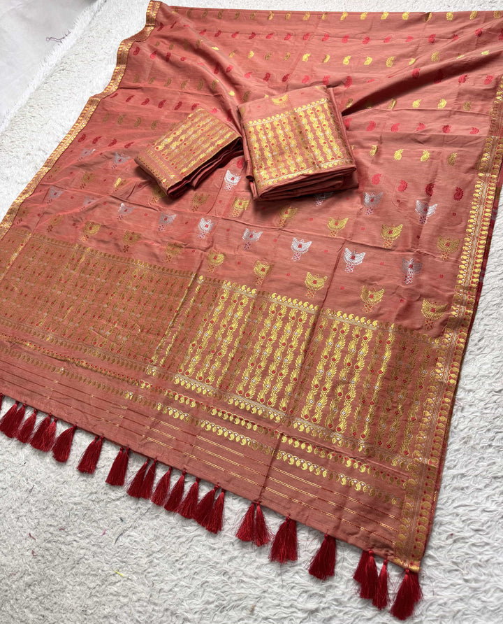 Ready-To-Wear Silver Silver Super Cotton* Mekhela Sador
