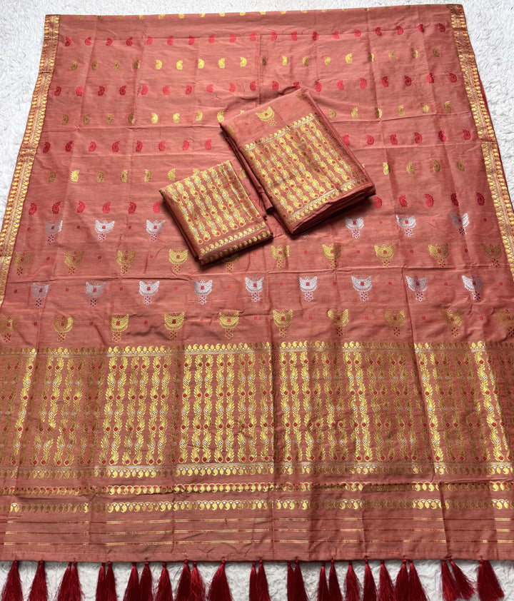 Ready-To-Wear Silver Silver Super Cotton* Mekhela Sador