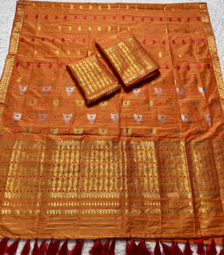 Ready-To-Wear Silver Silver Super Cotton* Mekhela Sador