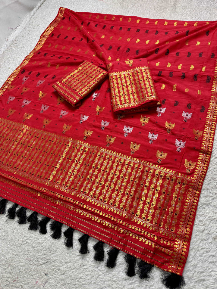 Ready-To-Wear Silver Silver Super Cotton* Mekhela Sador