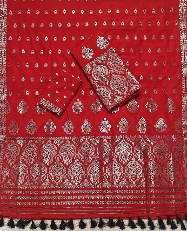Ready-To-Wear Silver Jari Super Cotton* Mekhela Sador