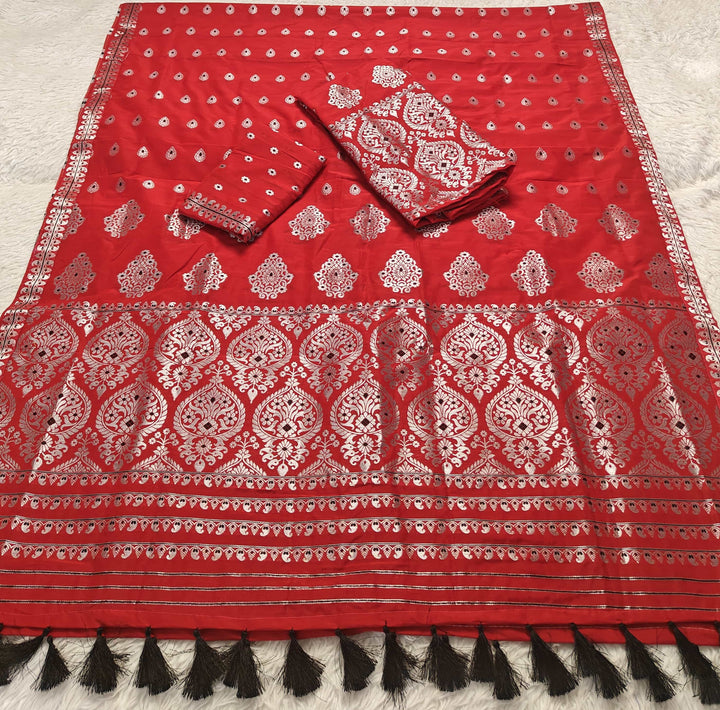 Ready-To-Wear Silver Jari Super Cotton* Mekhela Sador