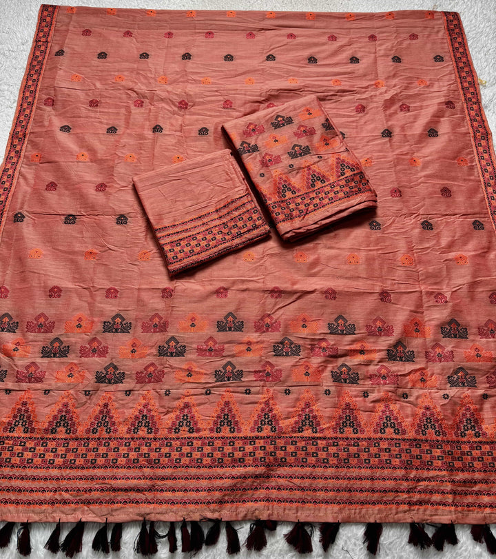 Ready-To-Wear Multi-Dhaga Work Super Cotton* Mekhela Sador