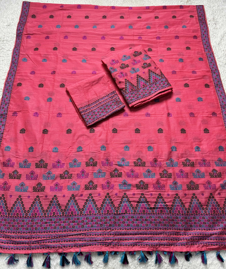 Ready-To-Wear Multi-Dhaga Work Super Cotton* Mekhela Sador