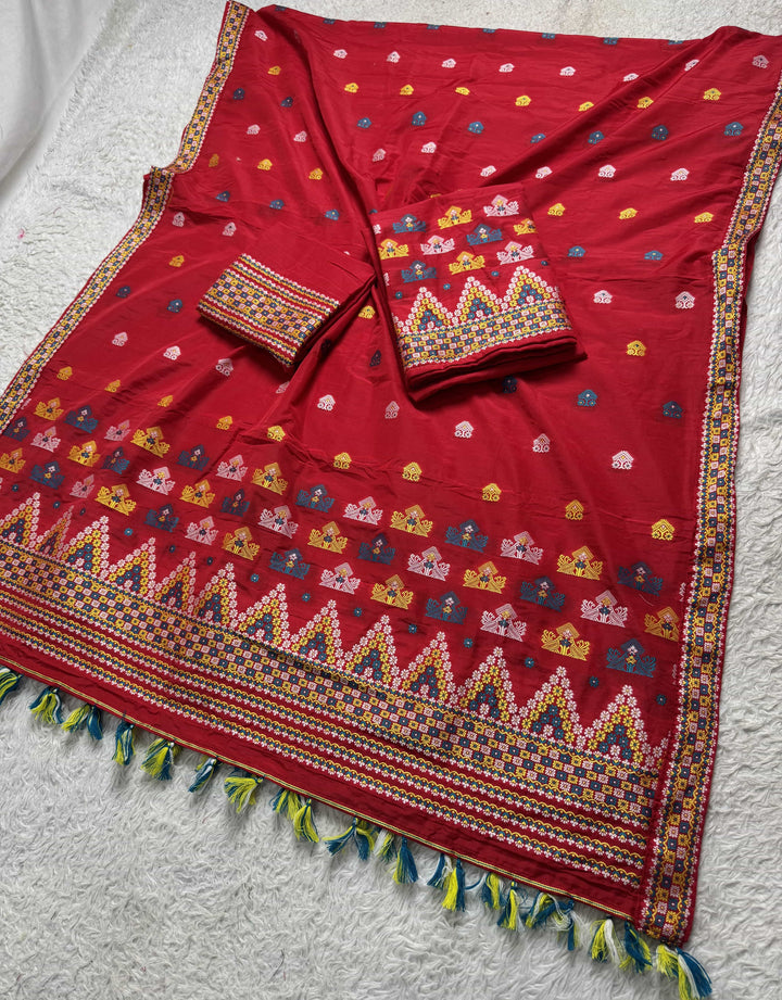 Ready-To-Wear Multi-Dhaga Work Super Cotton* Mekhela Sador