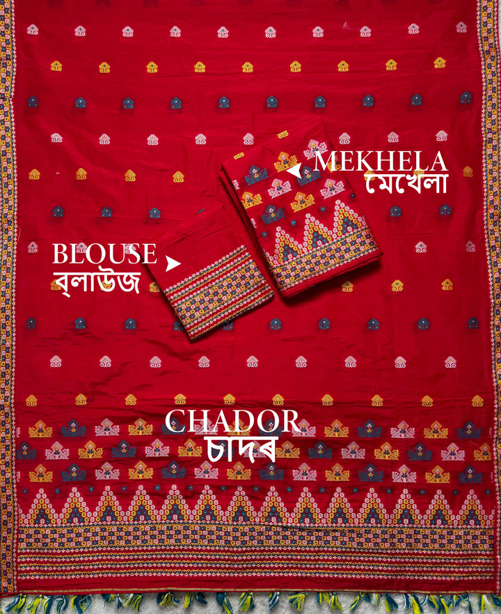 Ready-To-Wear Multi-Dhaga Work Super Cotton* Mekhela Sador
