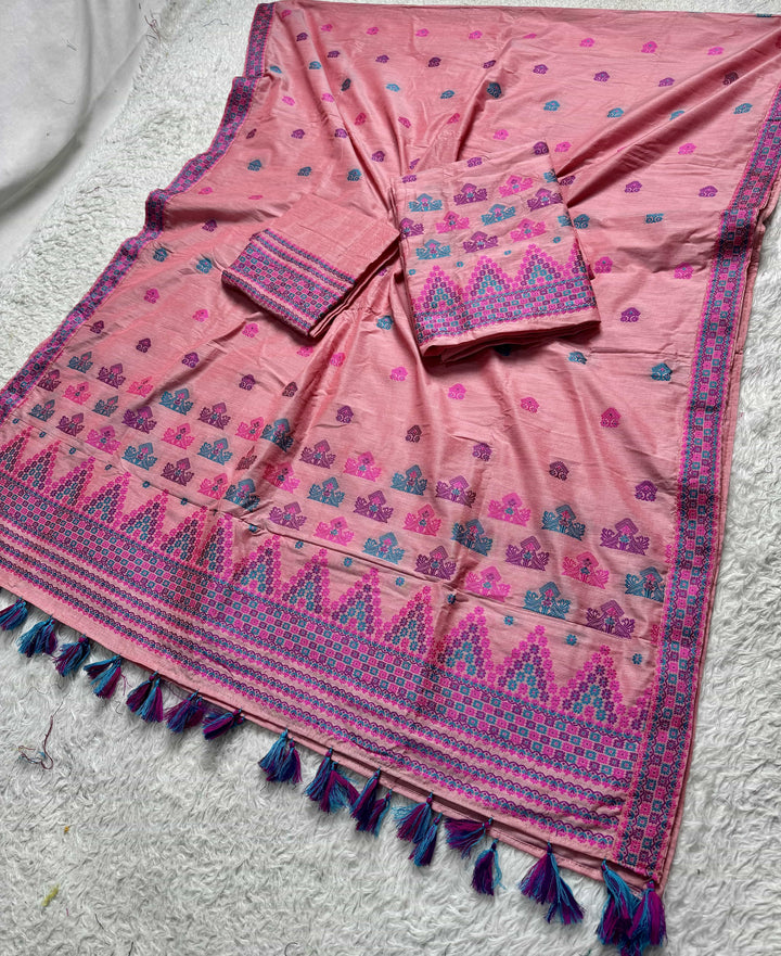 Ready-To-Wear Multi-Dhaga Work Super Cotton* Mekhela Sador