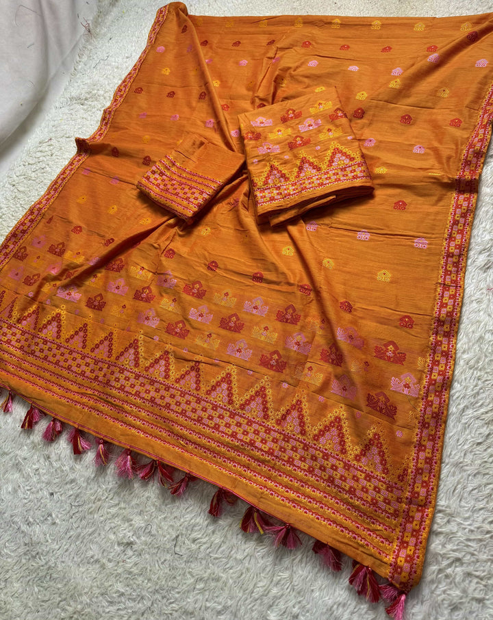 Ready-To-Wear Multi-Dhaga Work Super Cotton* Mekhela Sador