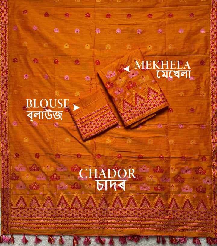 Ready-To-Wear Multi-Dhaga Work Super Cotton* Mekhela Sador