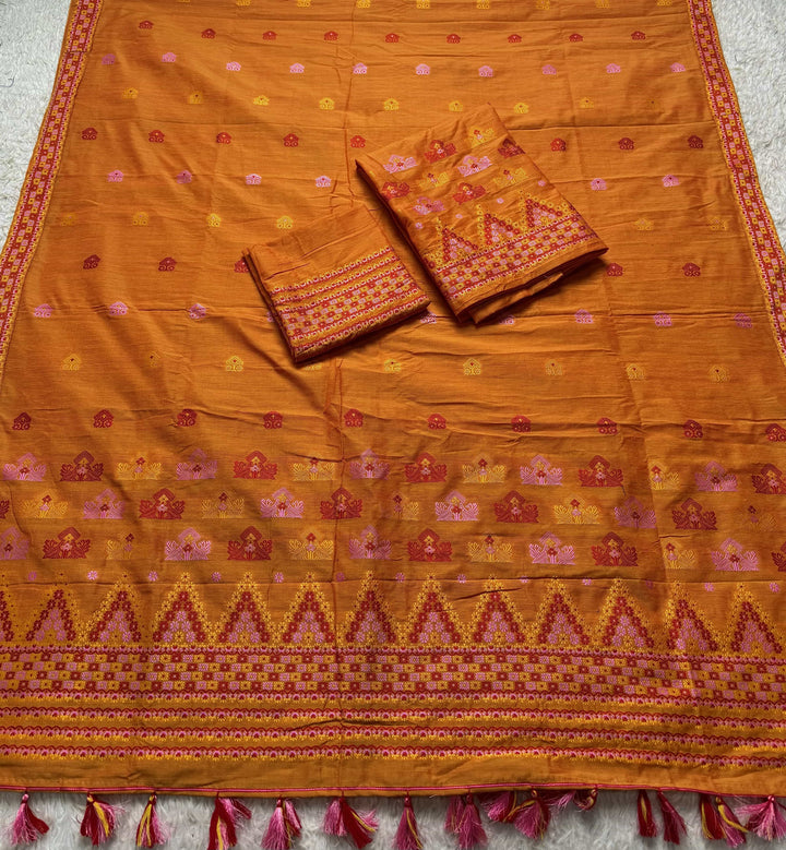 Ready-To-Wear Multi-Dhaga Work Super Cotton* Mekhela Sador