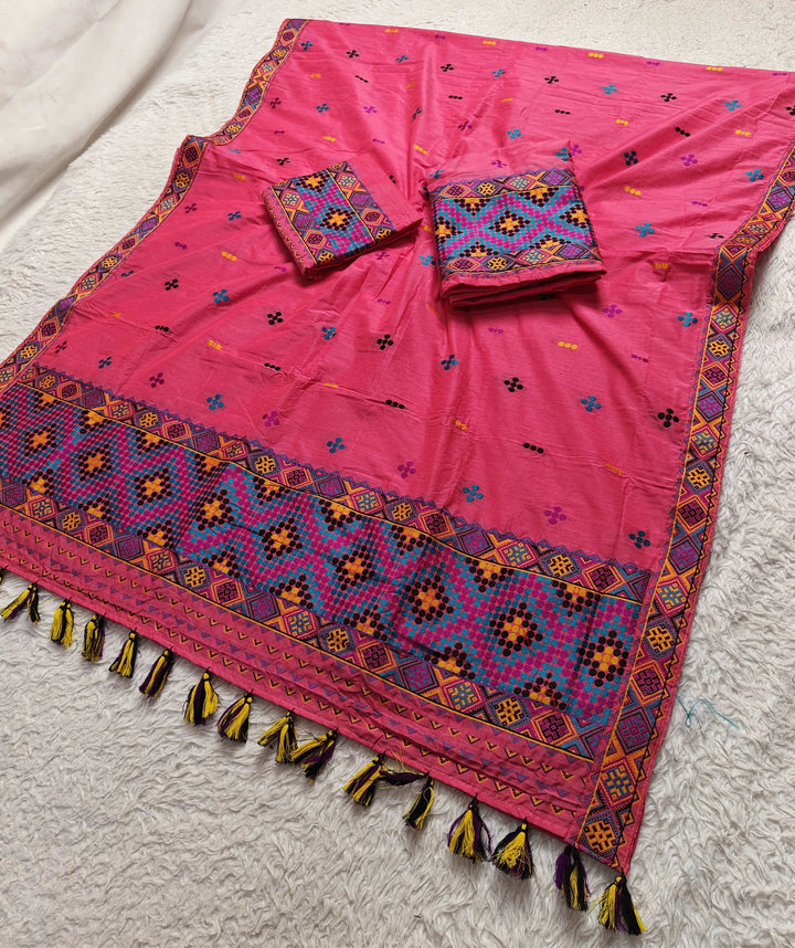 Ready-To-Wear Multi-Dhaga Work Super Cotton* Mekhela Sador