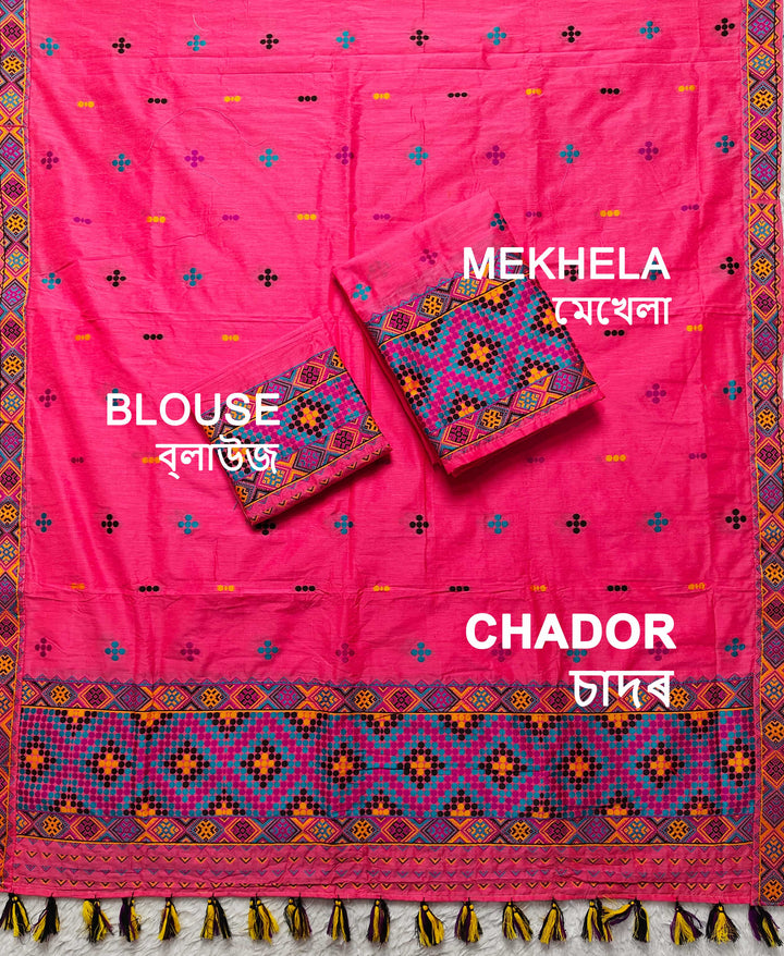 Ready-To-Wear Multi-Dhaga Work Super Cotton* Mekhela Sador