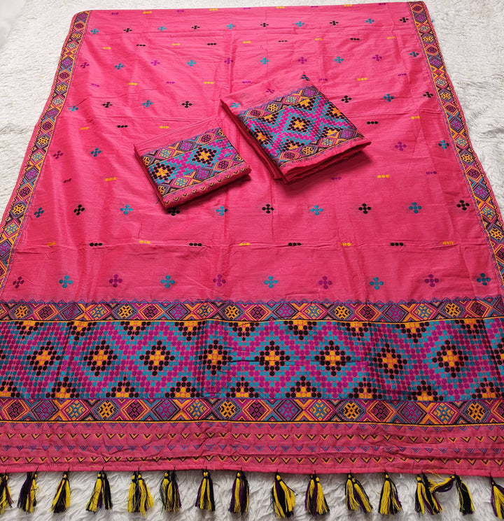 Ready-To-Wear Multi-Dhaga Work Super Cotton* Mekhela Sador