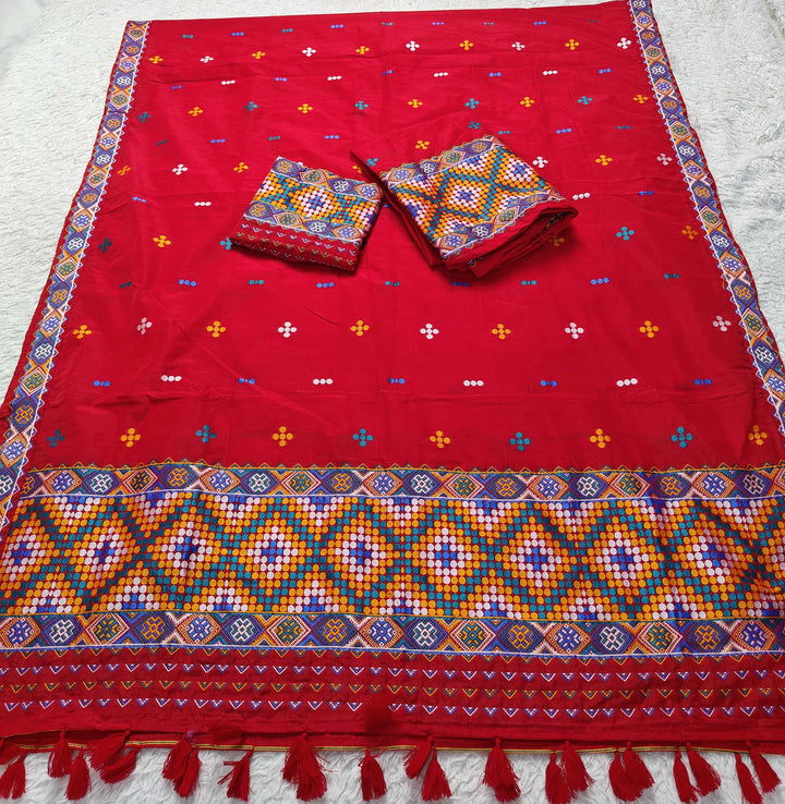 Ready-To-Wear Multi-Dhaga Work Super Cotton* Mekhela Sador