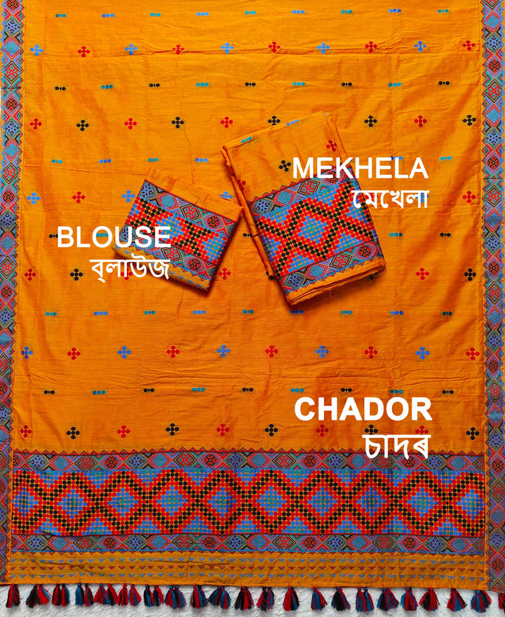 Ready-To-Wear Multi-Dhaga Work Super Cotton* Mekhela Sador